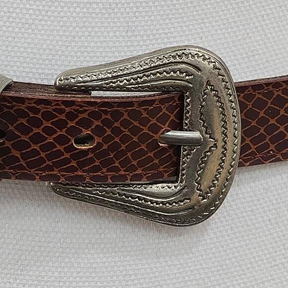 State of The Art Women's Size 12 Brown Faux Snake Skin Belt Western Boho Buckle - Picture 12 of 16